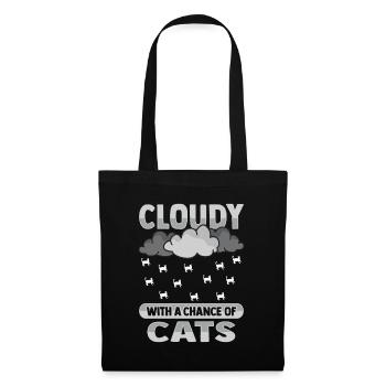 Nuageux avec une chance pour la conception de chat - Sac en tissu - noir - Devant