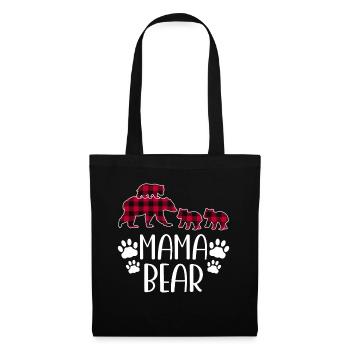 Mama Bear Drei Kinder - Stoffbeutel - Schwarz - Vorne