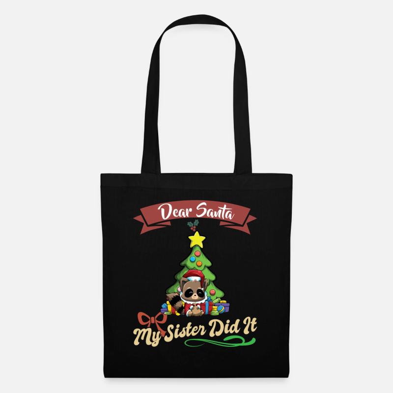 Dear Santa My Sister Did It Siblings Christmas - Stoffbeutel - Schwarz