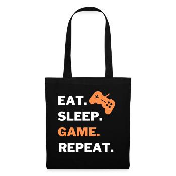 eat sleep game repeat gamer Tshirt - Stoffbeutel - Schwarz - Vorne