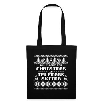 Christmas Telemark Ski Touring Ski Free Heel - Tote Bag - black - Front