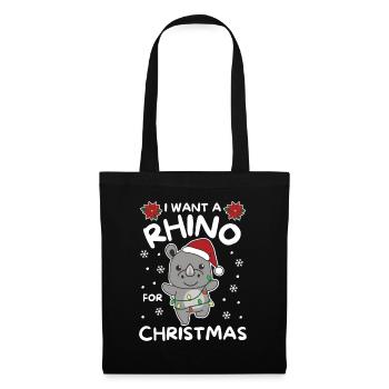 Je veux un rhinocéros pour Noël rhinocéros mignons - Sac en tissu - noir - Devant