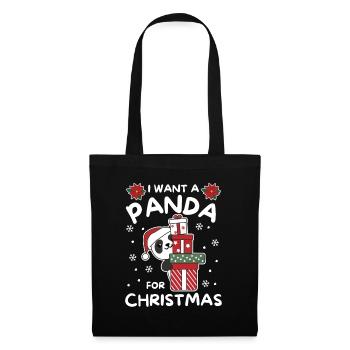 Je veux un panda pour Noël pandas mignons - Sac en tissu - noir - Devant