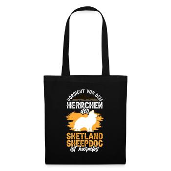 Shetland Sheepdog Herrchen britischer Sheepdog - Stoffbeutel - Schwarz - Vorne