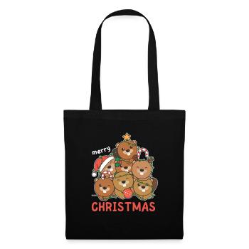 Castor Arbre de Noël Joyeux Noël - Sac en tissu - noir - Devant