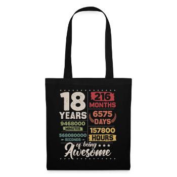 18 Years Awesome Retro 18. Geburtstag Countdown - Stoffbeutel - Schwarz - Vorne