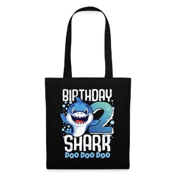 Birthday Shark 2. Geburtstag Haifisch 2 Jahre Hai - Stoffbeutel - Schwarz - Vorne