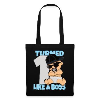 Baby Geburtstag Junge Mädchen 1 Jahr Like a Boss - Stoffbeutel - Schwarz - Vorne