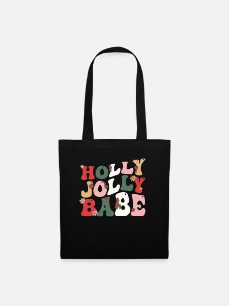 Merry Christmas groovy retro Holly Jolly Babe - Stoffbeutel - Schwarz