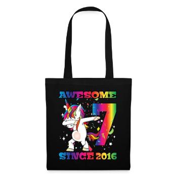 Awesome Since 2016 7. Geburtstag Dabbing Unicorn - Stoffbeutel - Schwarz - Vorne