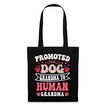 Promoted From Dog Grandma To Human Grandma Oma - Stoffbeutel - Schwarz - Vorne