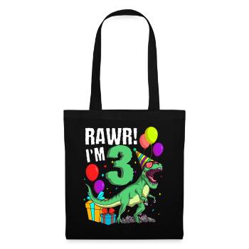 3rd birthday I am 3 years T-Rex dinosaur - Tote Bag - black - Front