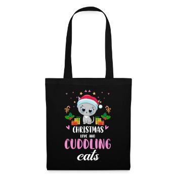 Câlin Chat Animal Amour Noël, Amour Chats - Sac en tissu - noir - Devant