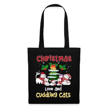 Câlin Chat Animal Amour Noël, Amour Chats - Sac en tissu - noir - Devant