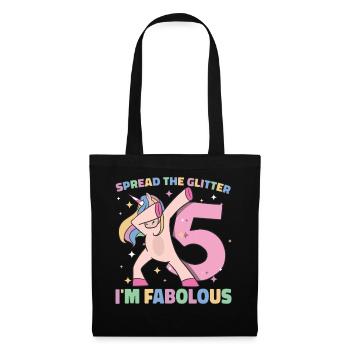 Rainbow Unicorn 5th Birthday Girl 5 ans - Sac en tissu - noir - Devant