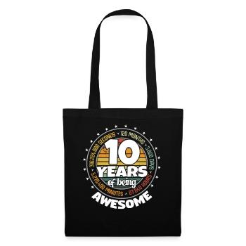 10 Years Awesome Retro 10th Birthday Countdown - Tote Bag - black - Front