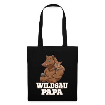 Wildschwein Vatertag Papa Vater und Baby - Stoffbeutel - Schwarz - Vorne