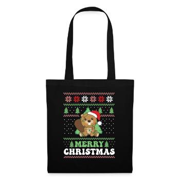 Merry Christmas retro ugly christmas beaver - Tote Bag - black - Front