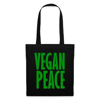 Vegan Peace - Veganer Spruch - Stoffbeutel - Schwarz - Vorne