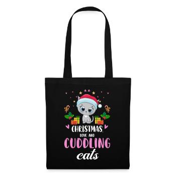Câlin animal amour Noël, amour chats - Sac en tissu - noir - Devant