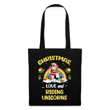 Einhorn Pferde Reitern Weihnachen Liebe Reiten - Stoffbeutel - Schwarz - Vorne