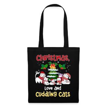 Câlin animal amour Noël, amour chats - Sac en tissu - noir - Devant