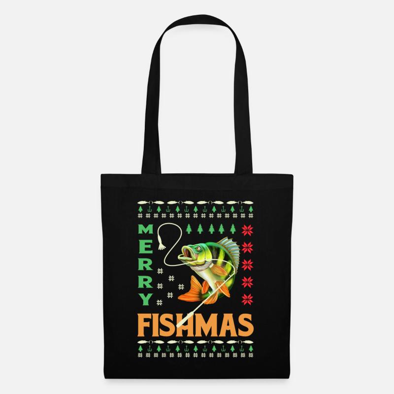 Fishing Ugly Christmas - Stoffbeutel - Schwarz