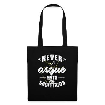Signe du zodiaque Ne jamais discuter avec un Sagittaire - Sac en tissu - noir - Devant