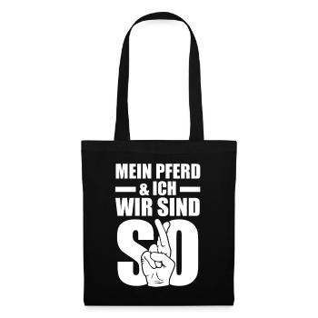 Reiten Reiter Pferd Pferde - Stoffbeutel - Schwarz - Vorne
