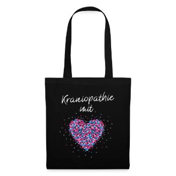 Kraniopathie mit Herz Chiropraktik - Stoffbeutel - Schwarz - Vorne
