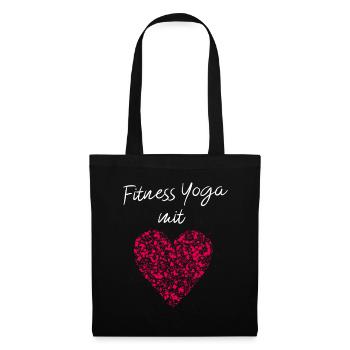 Fitness Yoga mit Herz Yogalehrerin Yogakurs - Stoffbeutel - Schwarz - Vorne