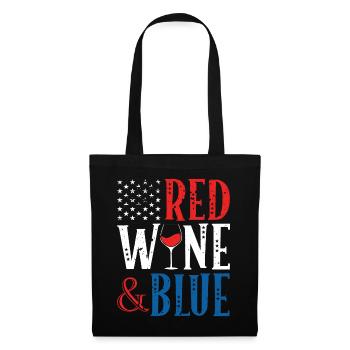 Rotwein Und Blauer 4. Juli Schnaps Getränk - Stoffbeutel - Schwarz - Vorne