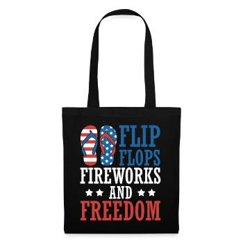 Flip Flops Feuerwerk Und Freiheit 4. Juli - Stoffbeutel - Schwarz - Vorne
