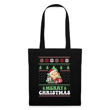 Joyeux Noël rétro moche singes de Noël - Sac en tissu - noir - Devant