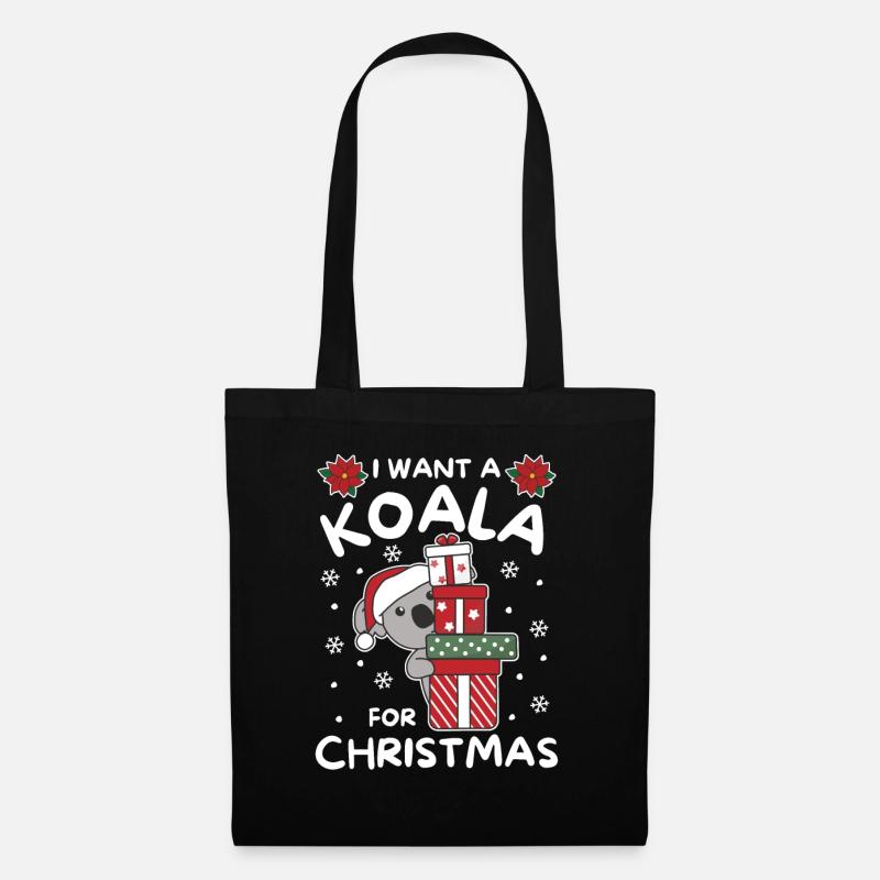 Ich will ein Koala zu Weihnachten süße Koalas - Stoffbeutel - Schwarz