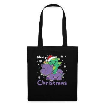 Christmas Hippo Dragon Merry Christmas Hippo - Tote Bag - black - Front