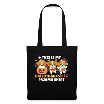 Hallothanksmas Pajama Shirt Jack Russell Weihnacht - Stoffbeutel - Schwarz - Vorne