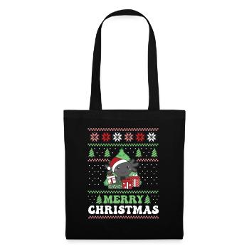Joyeux Noël rétro moche Noël Axolotl - Sac en tissu - noir - Devant
