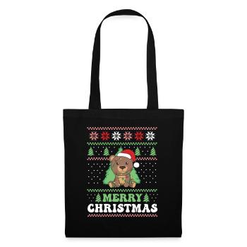Joyeux Noël rétro moche ours de Noël - Sac en tissu - noir - Devant