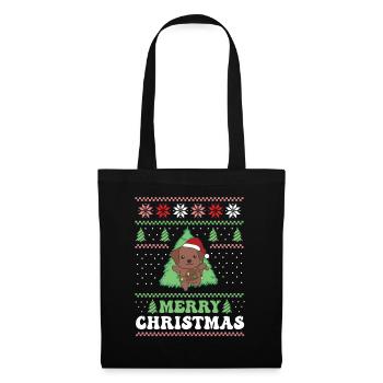 Joyeux Noël rétro moche Noël Labrador - Sac en tissu - noir - Devant