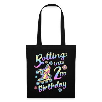 Rolling Into 2nd Birthday Roller Skater Inline - Tote Bag - black - Front