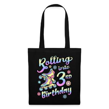 Rolling Into 3rd Birthday Roller Skater Inline - Tote Bag - black - Front