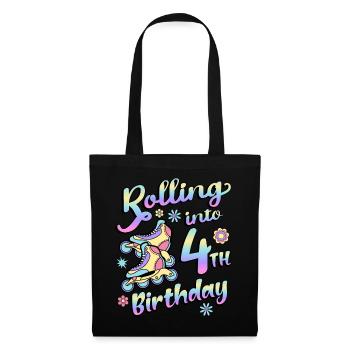Rolling Into 4th Birthday Roller Skater Inline - Tote Bag - black - Front
