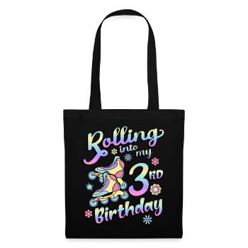 Roulant dans mon 3ème anniversaire roller skater inline - Sac en tissu - noir - Devant