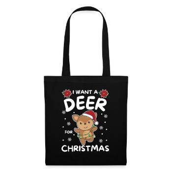 Je veux un cerf pour Noël cerf mignon - Sac en tissu - noir - Devant