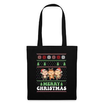 Joyeux Noël rétro moche singes de Noël - Sac en tissu - noir - Devant