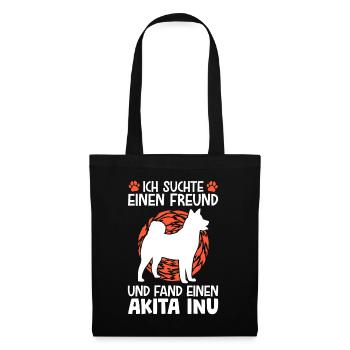 Akita Inu gefunden japanischer Spitz - Stoffbeutel - Schwarz - Vorne