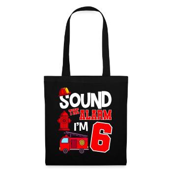 Sound The Alarm 6 years 6th birthday fire brigade - Tote Bag - black - Front