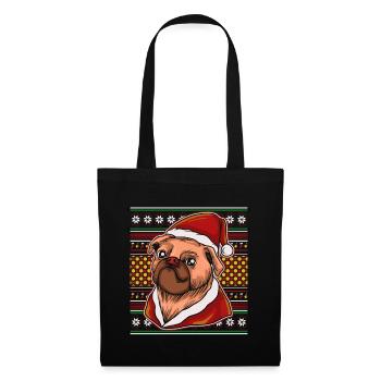 Ugly Christmas Sweater Tshirt Weihnachten mops - Stoffbeutel - Schwarz - Vorne
