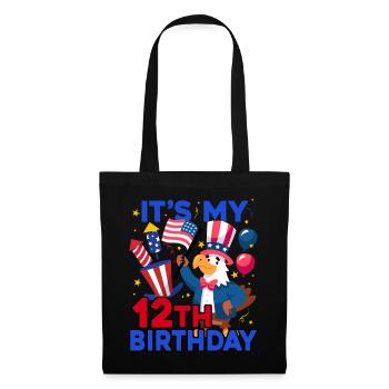 Es Ist Mein 12. Geburtstag Firecracker Kid 4th Of - Stoffbeutel - Schwarz - Vorne